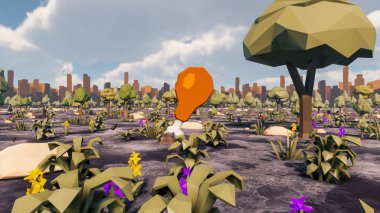 Landscape beautiful with insights and signs for field 3d render