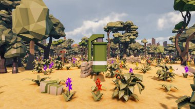 Landscape beautiful with insights and signs for field 3d render