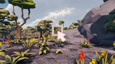 Landscape beautiful with insights and signs for field 3d render