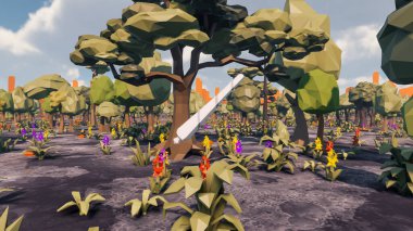 Landscape beautiful with insights and signs for field 3d render