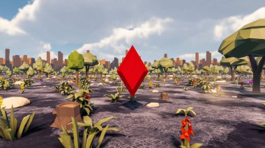 Landscape beautiful with insights and signs for field 3d render