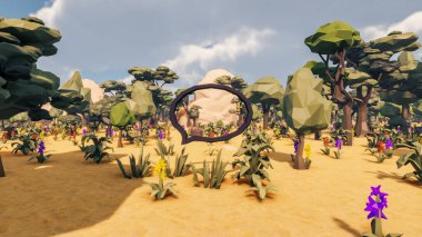 Landscape beautiful with insights and signs for field 3d render