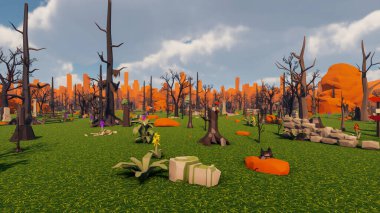 Landscape abstract with ethics and anxious for social 3d render