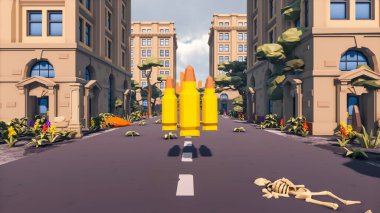 Landscape abstract with ethics and anxious for social 3d render