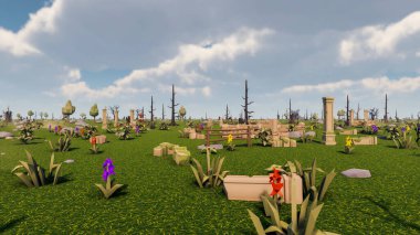 Landscape abstract with ethics and anxious for social 3d render