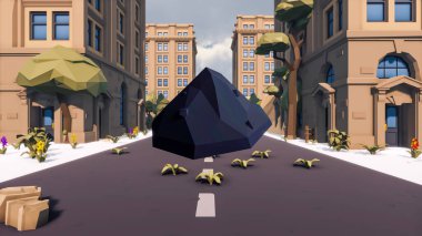 Landscape abstract with ethics and anxious for social 3d render