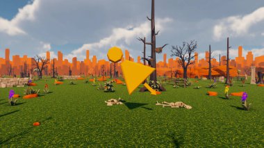 Landscape abstract with ethics and anxious for social 3d render