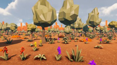 Landscape abstract with ethics and anxious for social 3d render