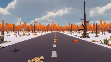 Landscape abstract with ethics and anxious for social 3d render