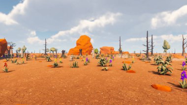 Landscape abstract with ethics and anxious for social 3d render