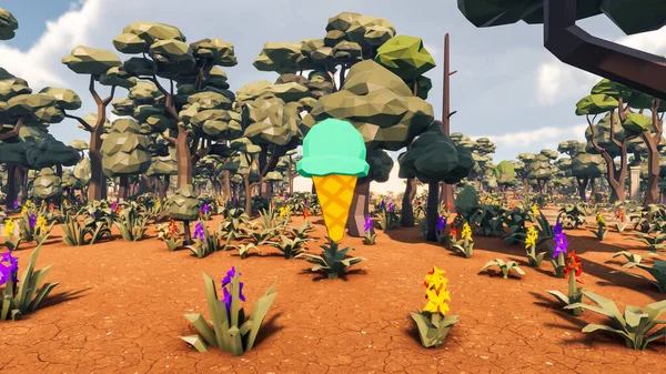 Landscape abstract with ethics and anxious for social 3d render