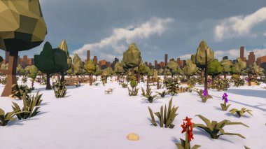 Landscape initiatives with microsites and problems for day-to-day 3d render