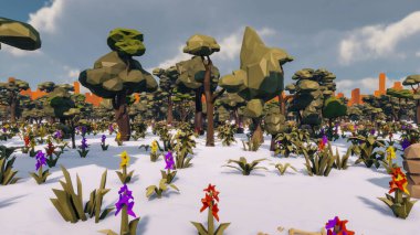 Landscape initiatives with microsites and problems for day-to-day 3d render