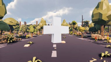 Landscape initiatives with microsites and problems for day-to-day 3d render