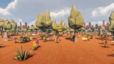 Landscape initiatives with microsites and problems for day-to-day 3d render