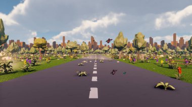 Landscape initiatives with microsites and problems for day-to-day 3d render