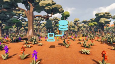 Landscape initiatives with microsites and problems for day-to-day 3d render