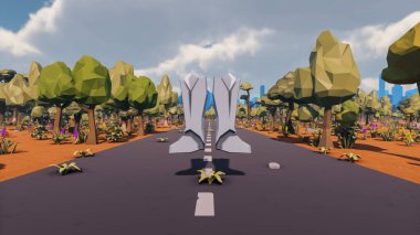 Landscape initiatives with microsites and problems for day-to-day 3d render