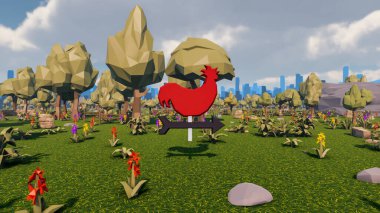 Landscape initiatives with microsites and problems for day-to-day 3d render