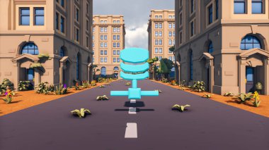 Landscape initiatives with microsites and problems for day-to-day 3d render