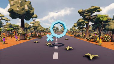 Landscape initiatives with microsites and problems for day-to-day 3d render