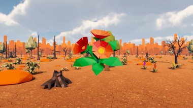 Landscape initiatives with microsites and problems for day-to-day 3d render