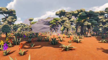 Landscape initiatives with microsites and problems for day-to-day 3d render