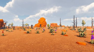 Landscape initiatives with microsites and problems for day-to-day 3d render