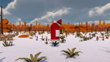 Landscape initiatives with microsites and problems for day-to-day 3d render