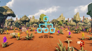 Landscape initiatives with microsites and problems for day-to-day 3d render