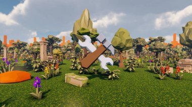 Landscape initiatives with microsites and problems for day-to-day 3d render