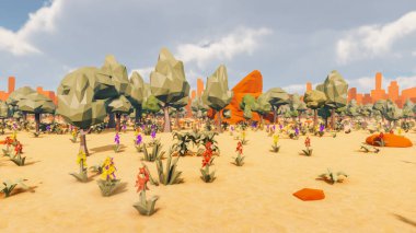 Landscape initiatives with microsites and problems for day-to-day 3d render