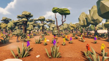 Landscape initiatives with microsites and problems for day-to-day 3d render