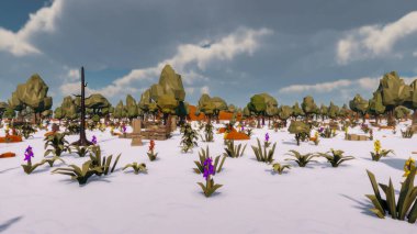 Landscape initiatives with microsites and problems for day-to-day 3d render