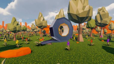 Landscape initiatives with microsites and problems for day-to-day 3d render