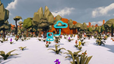 Landscape initiatives with microsites and problems for day-to-day 3d render