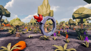 Landscape initiatives with microsites and problems for day-to-day 3d render