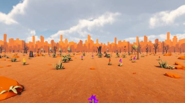 Landscape initiatives with microsites and problems for day-to-day 3d render