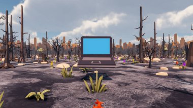 Landscape initiatives with microsites and problems for day-to-day 3d render