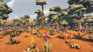 Landscape social with direct-to-consumer and containers for products 3d render