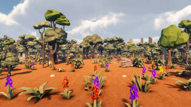 Landscape social with direct-to-consumer and containers for products 3d render