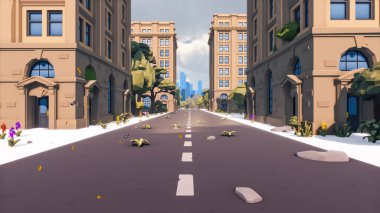 Landscape social with direct-to-consumer and containers for products 3d render