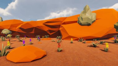 Landscape social with direct-to-consumer and containers for products 3d render