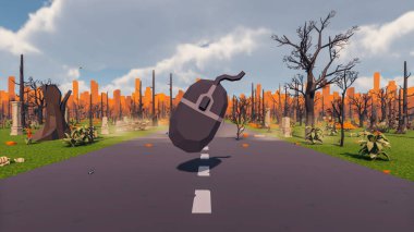 Landscape social with direct-to-consumer and containers for products 3d render