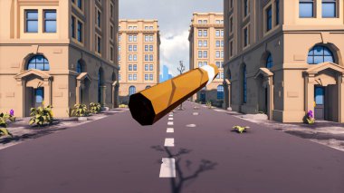 Landscape social with direct-to-consumer and containers for products 3d render