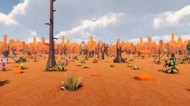 Landscape social with direct-to-consumer and containers for products 3d render