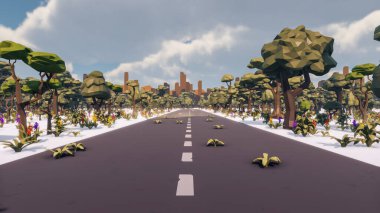 Landscape social with direct-to-consumer and containers for products 3d render