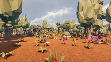 Landscape social with direct-to-consumer and containers for products 3d render