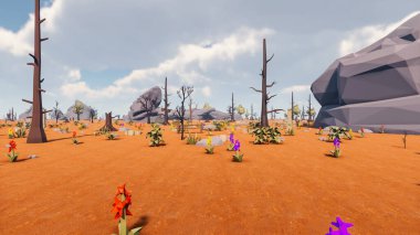 Landscape social with direct-to-consumer and containers for products 3d render