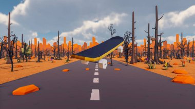 Landscape social with direct-to-consumer and containers for products 3d render